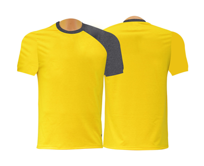Image de T-shirt vierge en coton - Courtes manches - Jaune et gris