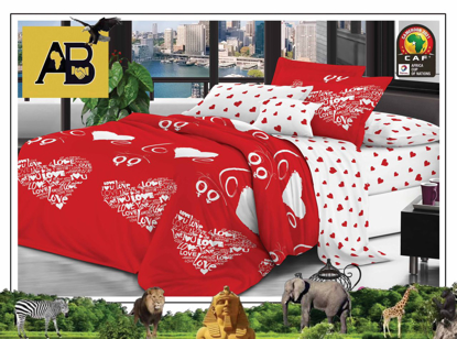 Image de Draps 3 places - 2 draps, 2 taies - 180 cm x 200cm -Rouge et Blanc