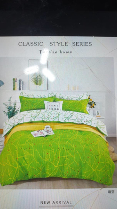 Image de 2 Draps 3 Places + 1 Paire De Taies D'Oreiller - Vert Fleuri