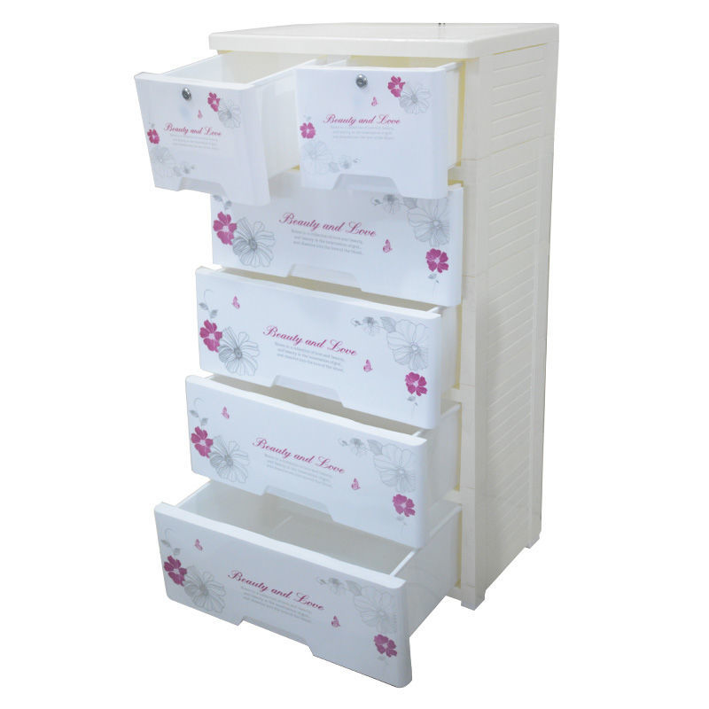 Commode en plastique - (Beauty and love) - Blanc, rose