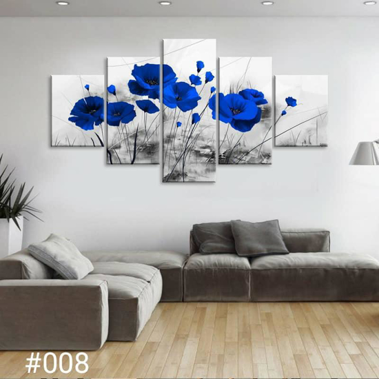 Image sur Toile Imprimée - Déco Orchidée Bleu - 5 Pièces - 100x50 cm