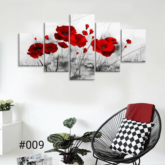 Image sur Toile Imprimée - Déco Orchidée Rouge - 5 Pièces - 100x50 cm
