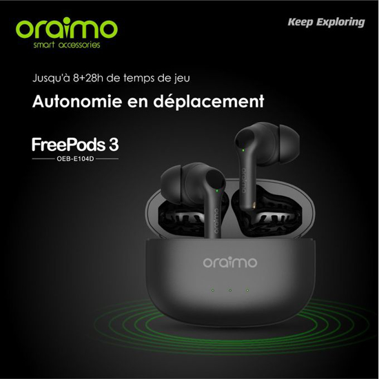 Image sur Oraimo FreePods 3 écouteurs Sans Bluetooth batterie ultra