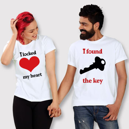 Image de T-shirt en coton - St. Valentin - Blanc et rouge