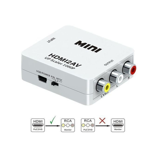 Image sur convertisseur  video HDMI vers AV - HD 1080P Adaptateur Mini HDMI2AV