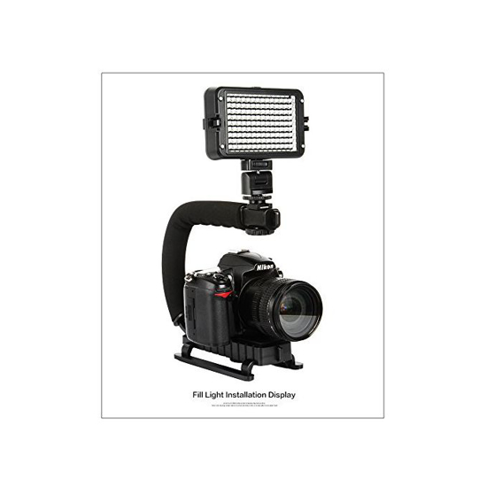 Image sur Stabilisateur De Caméra Vidéo Portable Avec Support En Forme De C/U Avec Griffe Amovible Pour Flash, Micro, LED Ou Lampe Vidéo, Noir