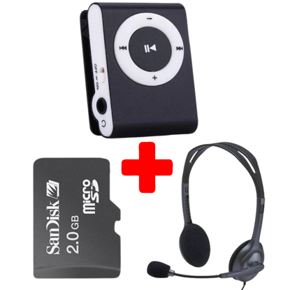 Image de Mini Baladeur MP3 avec Carte Micro SD 2Go music telecharger + casque filaire - Bleu