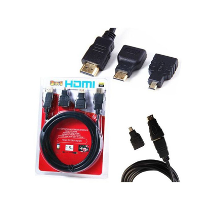 Agrandir l'image de Câble + 2 Adaptateurs (Micro, Mini) HDMI Image de Câble + 2 Adaptateurs (Micro, Mini) HDMI