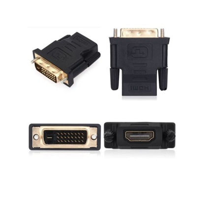 Agrandir l'image de Adaptateur DVI- D Male 24+1 Vers HDMI Femelle - Noir Image de Adaptateur DVI- D Male 24+1 Vers HDMI Femelle - Noir