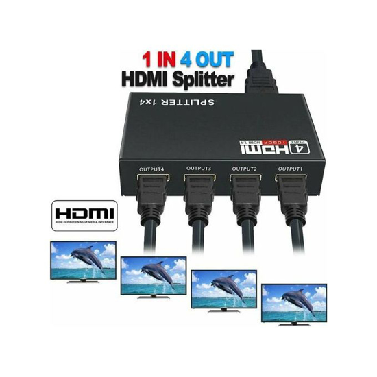 Image sur Répartiteur HDMI 4 ports Distributeur HDMI 1X4 HDMI 1 entrée 4 sorties 3D et Full HD1080P - Noir