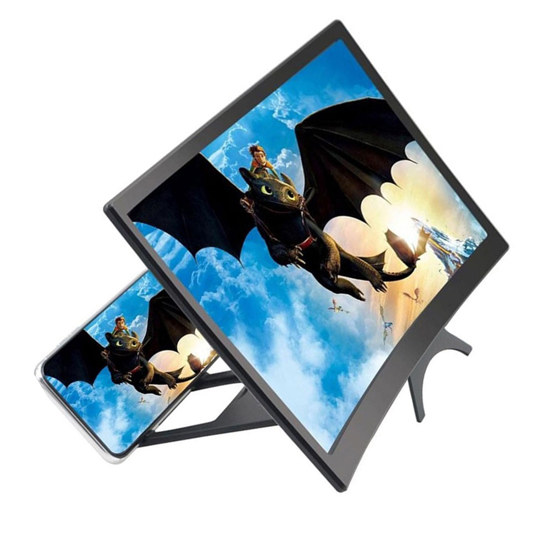 Image sur Loupe d'écran incurvée Loupe HD 3D incurvée Amplificateur d'écran de téléphone portable pour films, vidéos et jeux - Agrandisseur d'écran 12 pouces