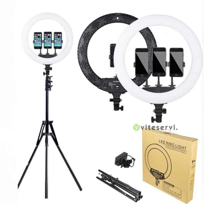 Agrandir l'image de Ring Light 18'' avec Trépied et telecomande sans fil video conference, direct et Makup Image de Ring Light 18'' avec Trépied et telecomande sans fil video conference, direct et Makup