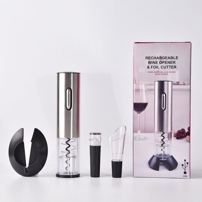 Agrandir l'image de Kit Tire bouchon Electrique + Bec verseur + Bouchon à vin Image de Kit Tire bouchon Electrique + Bec verseur + Bouchon à vin