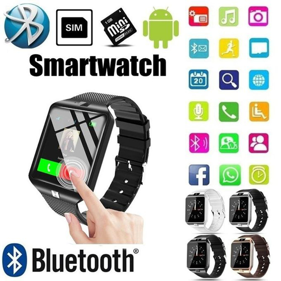 Image sur Smart Watch Montre Connectée - Bluetooth - Avec Puce - Carte Mémoire - Camera - Noir