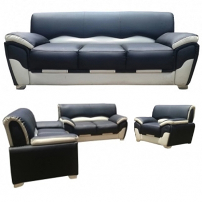 Image de Salon Galvino Cuir synthétique Noir Et Blanc - 6 Places