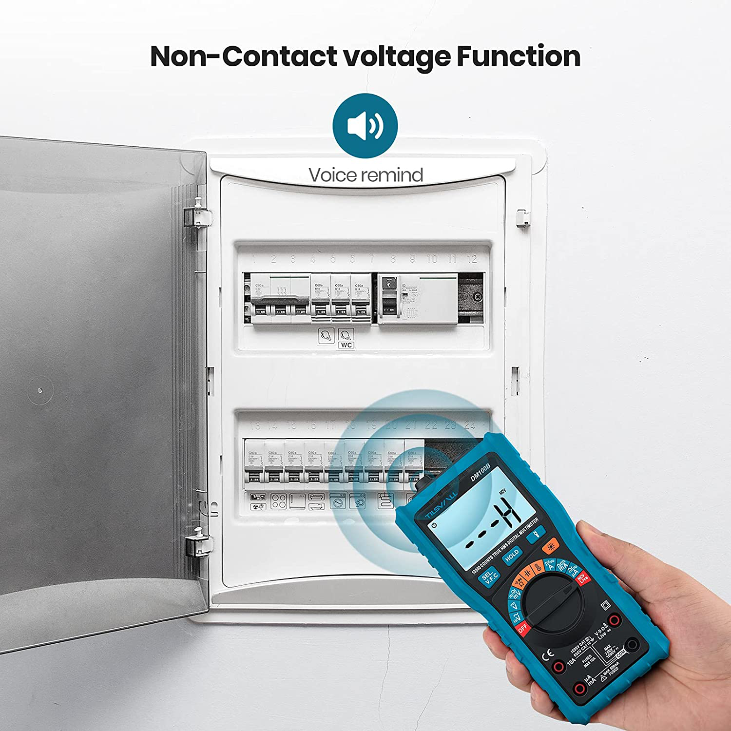 Multimètre Numérique , 6000 Points, Testeur Multimètre, Voltmètre CC CA NCV, Testeur Ohm Volt Amp, Pour Tension, Courant, Résistance, Capacité, Continuité, Diode, Température, Rapport Cyclique, Fréquence TRMS | CA
