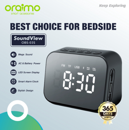 Image de Oraimo SoundView - Haut-parleur - Réveil intelligent - Bluetooth - OBS-03S - Période de garantie 12 mois