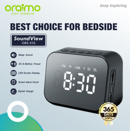 Image sur Oraimo SoundView - Haut-parleur - Réveil intelligent - Bluetooth - OBS-03S - Période de garantie 12 mois