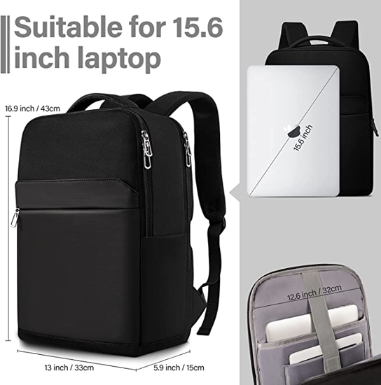 Sac à dos homme sac à dos ordinateur portable 15,6" imperméable avec USB charging port sac a dos PC portable pour voyage/affaire/collège.