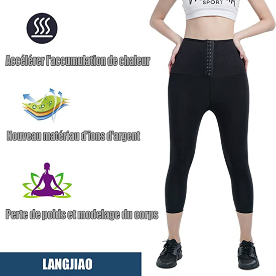 Pantalon de Yoga, legging anti cellulite forte compression thermique, taille ajustable, legging minceur, accélère la transpiration pour perdre du poids et obtenir un ventre plat.