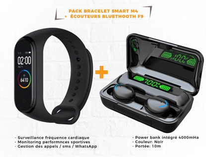 Image de Montre connectee m4 plus ecouteur bluetooth sans fil f9