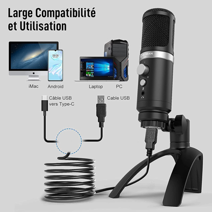 Le support de micro de bureau peut être ajusté à plusieurs angles selon vos besoins, ce qui accroche votre voix avec précision. Il est choqué et aide à minimiser le bruit des vibrations.