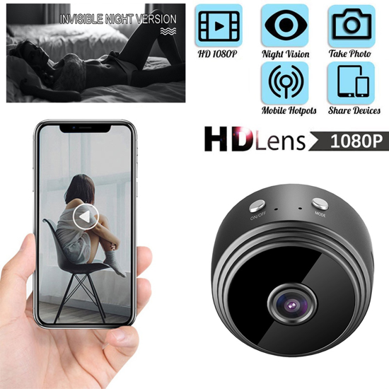 Image sur A9 Mini caméra WiFi caméra 1080p HD IR Vision nocturne caméra sans fil moniteur à distance Mini caméra vidéo caméra de Surveillance IP