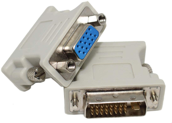 Image sur Adaptateur DVI-I Dual-Link 24 broches + 1 mâle vers VGA femelle 15 broches avec vis - Convertisseur signal vidéo