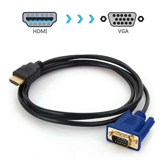 Image sur Câble HDMI vers VGA Converter, 1,8m/5.9ft 1080P HDMI mâle vers VGA mâle 15 broches M/M connecteur câble adaptateur pour Laptop HDTV HDVD PS3, Câbles HDMI de transmission à sens unique
