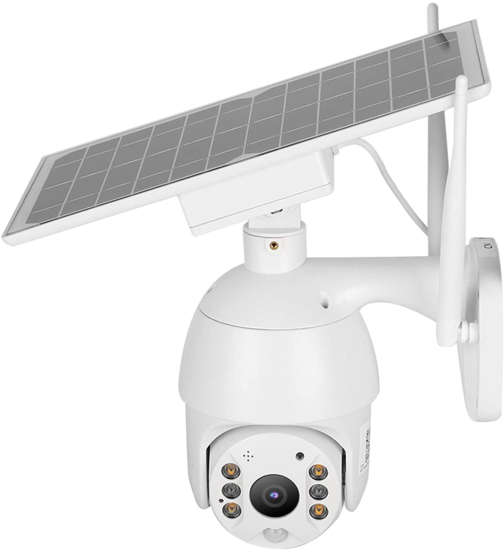 Image sur Caméra solaire WiFi, caméra PTZ d'alerte WiFi à énergie solaire intelligente avec vision nocturne IR, audio bidirectionnel, système de surveillance étanche IP66