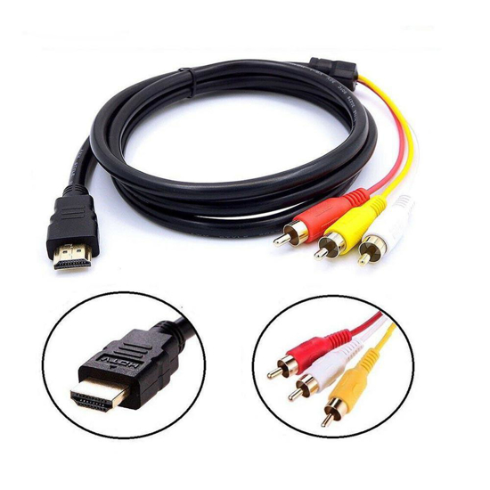 Image sur câble HDTV HDMI vers RCA câble HDMI mâle vers mâle 3RCA AV Composite mâle M/M connecteur adaptateur câble cordon composant convertisseur 1.5M 1080P