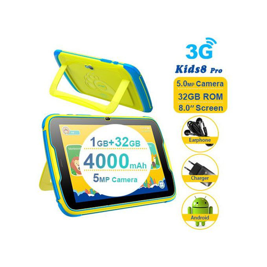 Image sur Tablette Éducative  Kids8 Pro+ Xtigi   - 3G - 8" - 32GO Rom  / 2Go Ram - Quad-Core 1.3 GHz - 4000 Mah - jaune -  13 mois de garantie