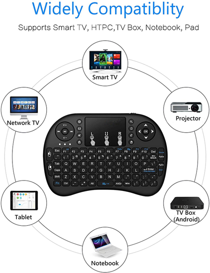 Image sur Mini clavier sans fil I8 2.4GHz, Version russe et anglaise, Air Mouse, avec pavé tactile, pour ordinateur portable, Android TV Box, PC