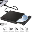 Image sur Graveur de DVD externe pour HP Acer Lenovo Ultrabook USB 2.0, lecteur optique mince Portable double couche 8X DVD RW 24X graveur de CD et DVD noir