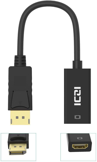 Image sur Moniteur de télévision, Mini projecteur, DP vers HDMI, câble DisplayPort, 4K, 1080P mâle vers femelle, pour ordinateur portable Hp