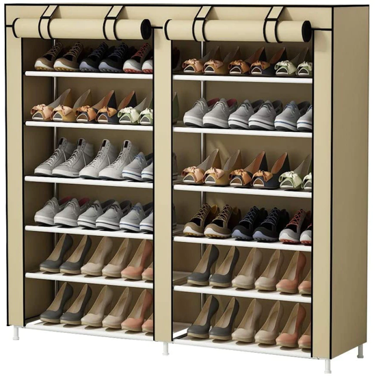 Image sur étagère à chaussures 7 couches 9-grille Non-tissé tissus armoire à chaussures organisateur amovible rangement de chaussures pour meubles de maison