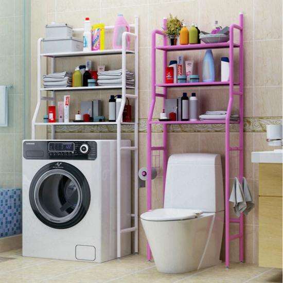 Image sur Étagère d'angle en métal pour Machine à laver, idéal pour les toilettes, la cuisine ou le sol