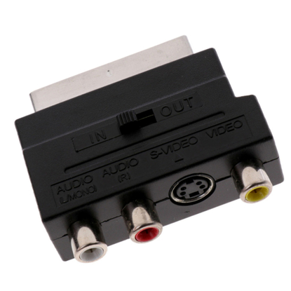 Agrandir l'image de Adaptateur Scart AV bloc à 3 RCA Phono s-vidéo Composite avec commutateur entrée/sortie Image de Adaptateur Scart AV bloc à 3 RCA Phono s-vidéo Composite avec commutateur entrée/sortie