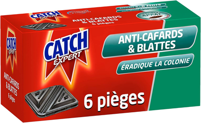 Pièges anti cafards et blattes, anti-cancrelats – 6 pièges contaminateurs – appât alimentaire pour éradiquer la colonie des cancrelats