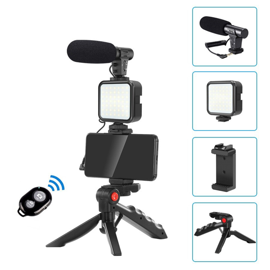 Mini trépied pour téléphone ou caméra vidéo 360° avec lumière LED