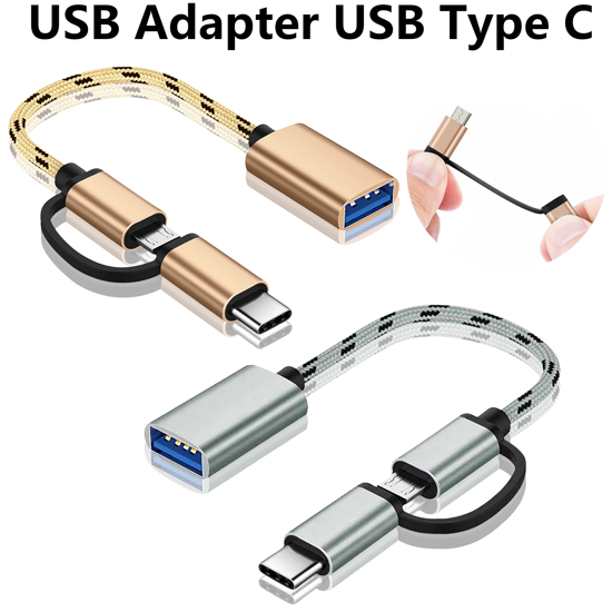 Image sur Câble adaptateur 2 en 1 USB 3.0 vers Micro USB Type C