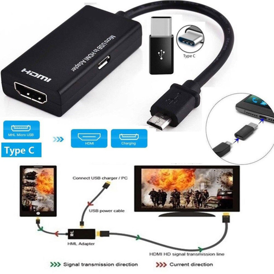 Image sur Câble universel MHL Micro USB vers HDMI Adaptateur TV HD 1080P pour téléphones Android