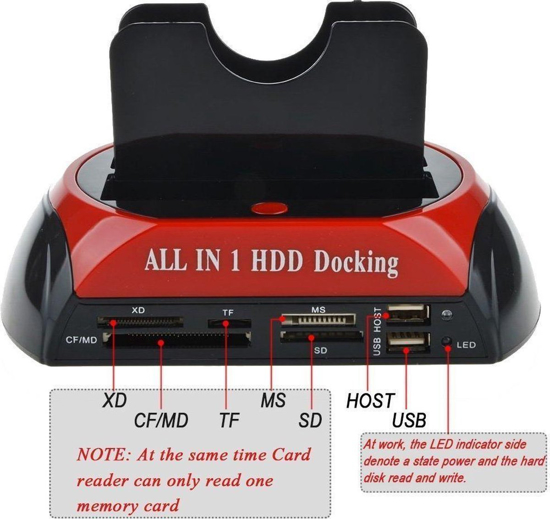 Image sur Station d'accueil pour disque dur tout en 1 boîtier de disque dur externe USB 2.0 2.5 "3.5" lecteur de carte IDE SATA 4 to prise d'alimentation ue