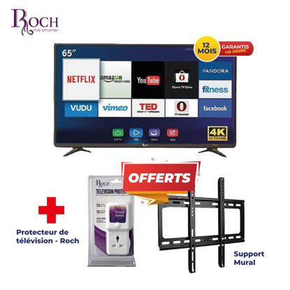 Image de Smart TV LED 65" ROCH RH-LE65DA-B -  Full HD/4K - 06 mois de garantie