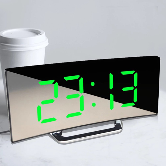 Image sur Horloge Réveil Numérique Incurvé écran LED avec temperature pour bureau chambre et enfant