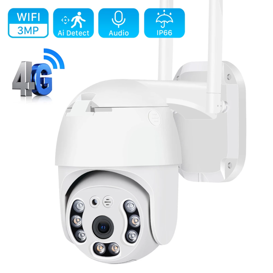 Image sur Caméra IP 4G sans fil Wi-Fi 1080P HD PTZ CCTV couleur Vision nocturne caméra de sécurité GSM avec carte SIM