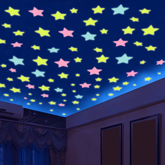 Image sur Autocollants muraux étoiles phosphorescentes (50pcs)