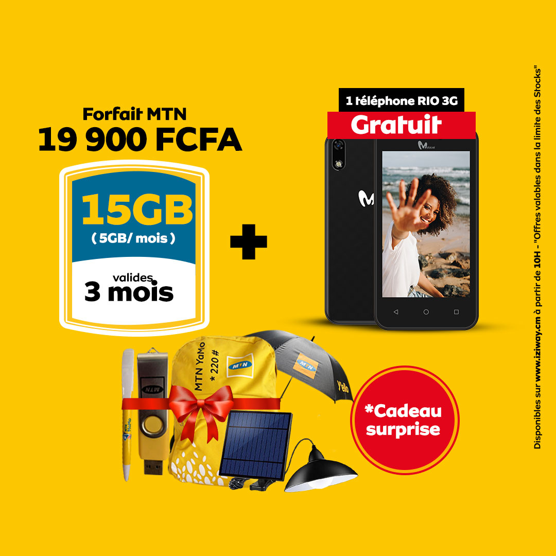 Forfait MTN 15GB + RIO 3G gratuit en ligne | iziway Cameroun