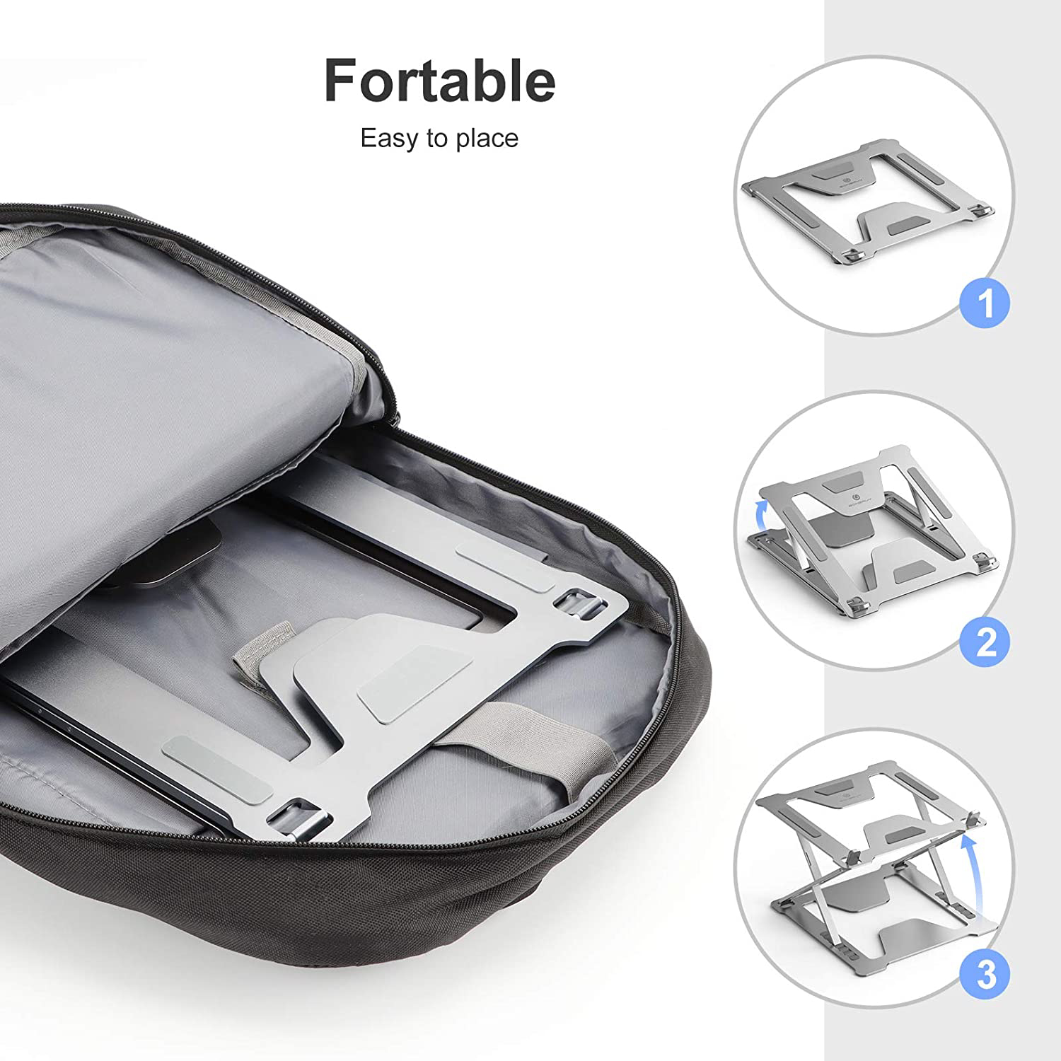 Support Ordinateur Portable Réglable En Aluminium - Double Articulation, Ventilé - Pour PC 11" à 16" - Ergonomique Bureau - 10