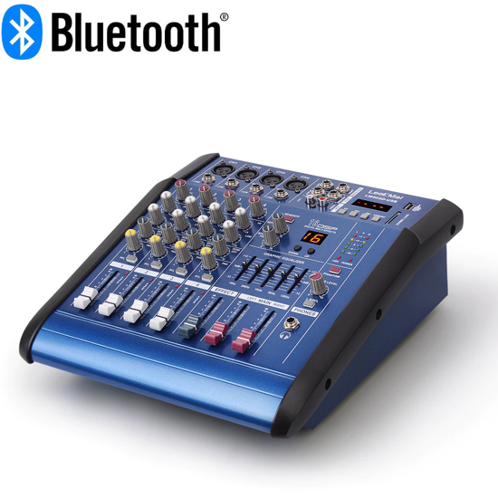 Image sur 4 canaux USB Alimentation Bluetooth Studio Audio Mixer Amplificateur Studio Console 16DSP XLR Bluetooth MP3 Musique 250W Professionnel